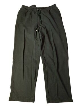 Liz Claiborne 1X Black Knit Wide Leg Lounge Pants Drawstring Plus Size